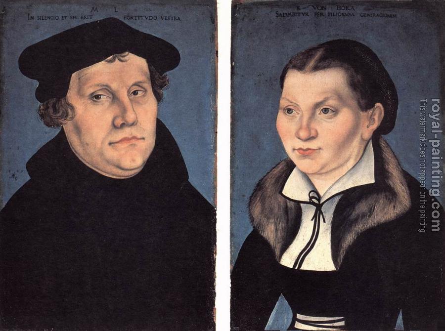 Lucas Il Vecchio Cranach : Diptych with the Portraits of Luther and his Wife